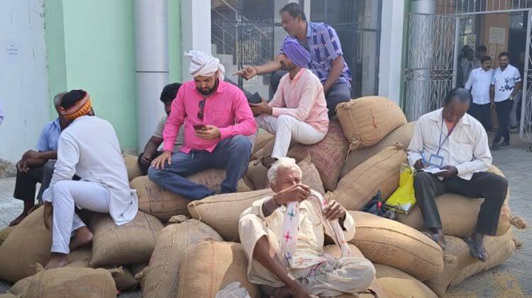 ଜିଲ୍ଲାପାଳଙ୍କ କାର୍ଯ୍ୟାଳୟ ସମ୍ମୁଖରେ ଧାନ ଢାଳିଲେ ଚାଷୀ